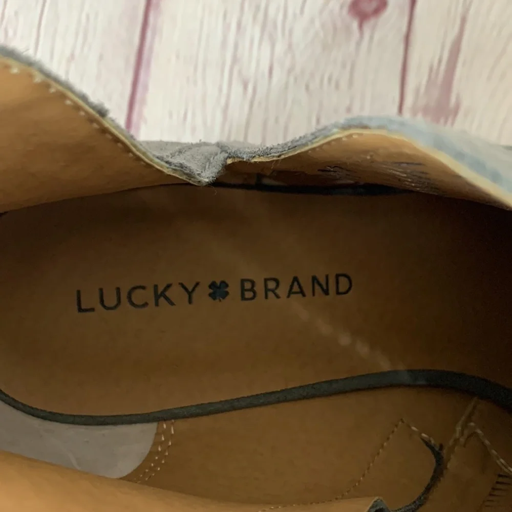 LUCKY Brand LK-Bahrie Titanium Oiled Suede Shootie Wide Width Size 9.5
